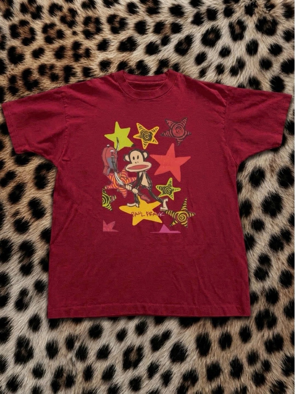 Paul Frank Maroon Short-Sleeve Tee with Monkey & Star Graphic